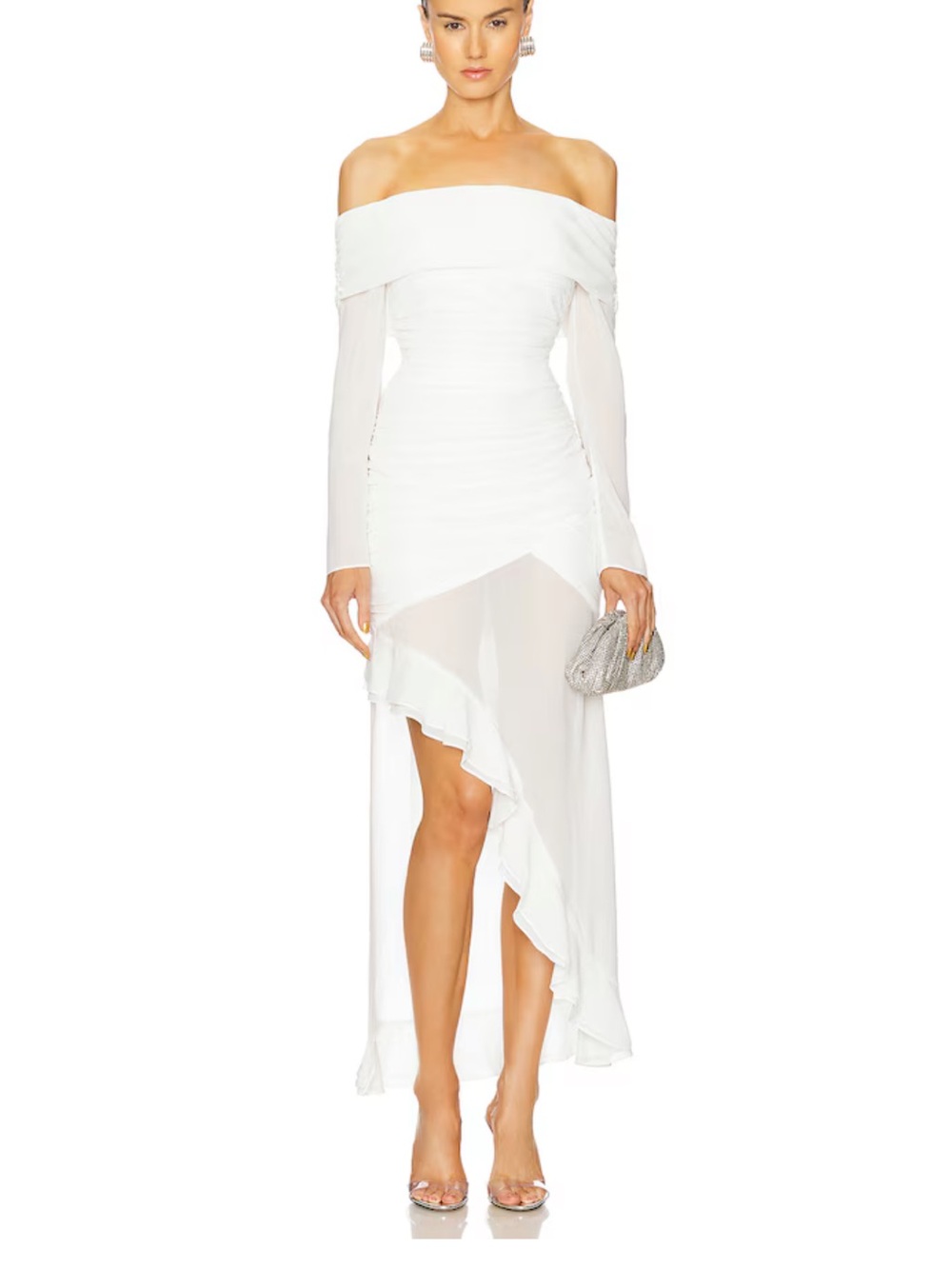 Owens midi dress in ivory. Line & Dot Off-Shoulder White - Picture 3 of 5